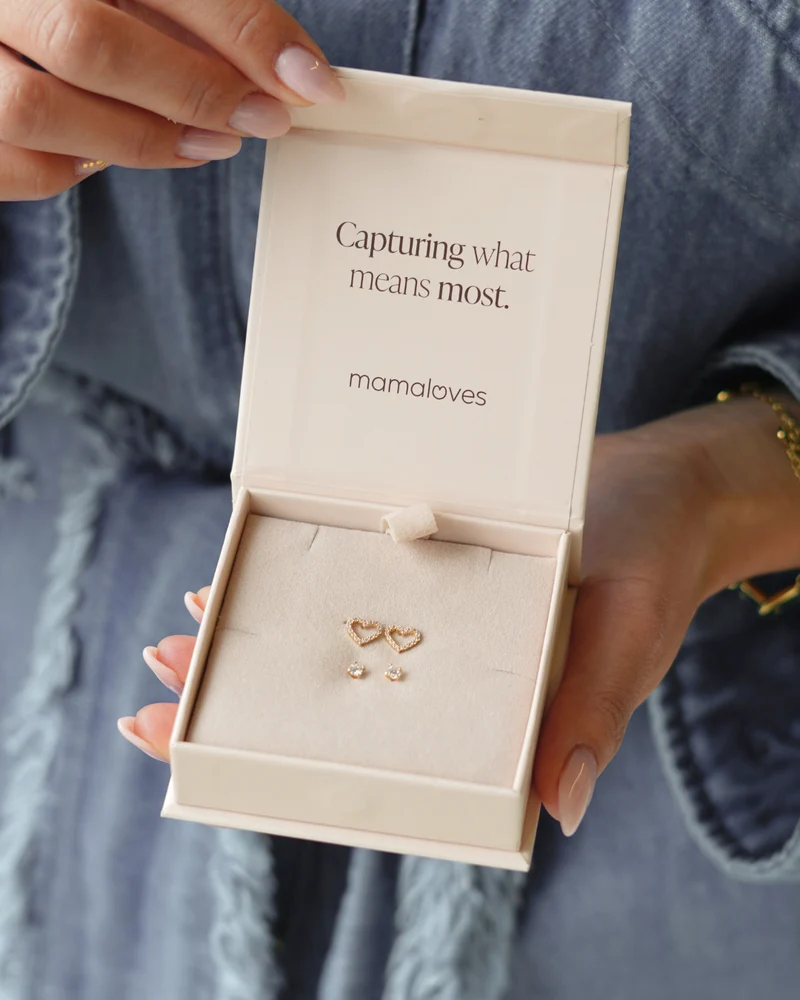Voordeelset Sparkle Studs en Heart Oorknopjes - Verguld - Gepersonaliseerde sieraden