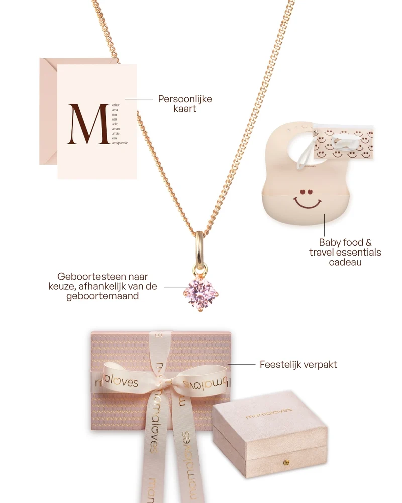 Cadeauset Geboortesteen Charm Ketting — MAMALOVES X VDK - Verguld