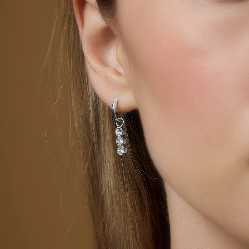 Sparkling Charm Hoop Silver