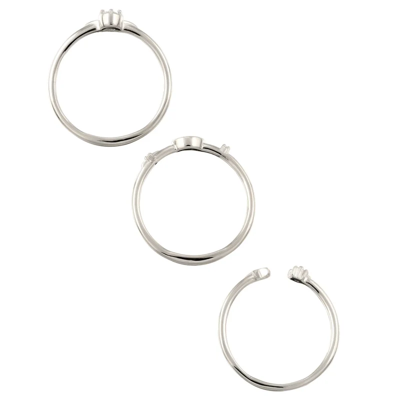 Ringset mit Mond Sonne Stern | Zirkonia (Weiß)