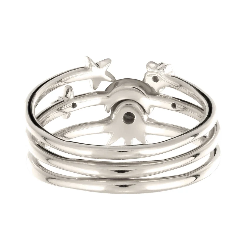 Ringset mit Mond Sonne Stern | Zirkonia (Weiß)