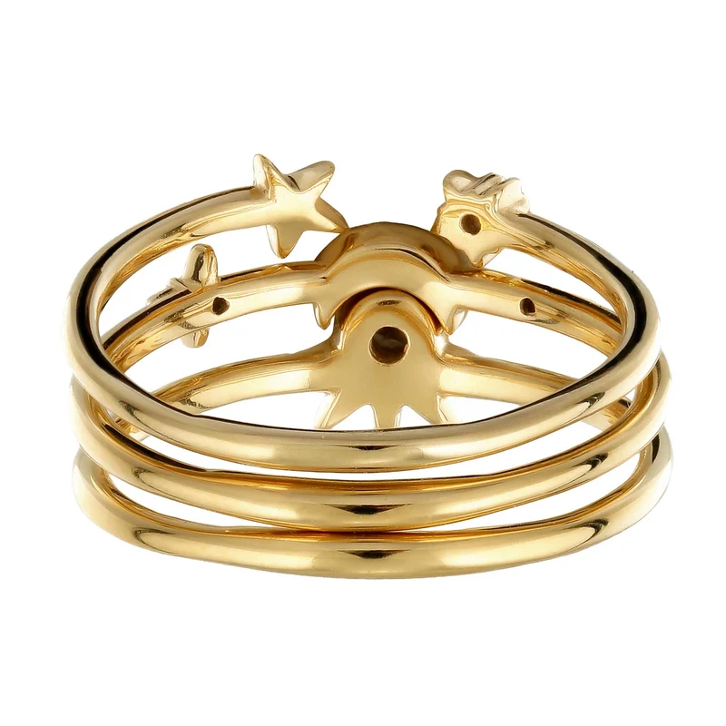 Ringset mit Mond Sonne Stern | Zirkonia (Weiß)