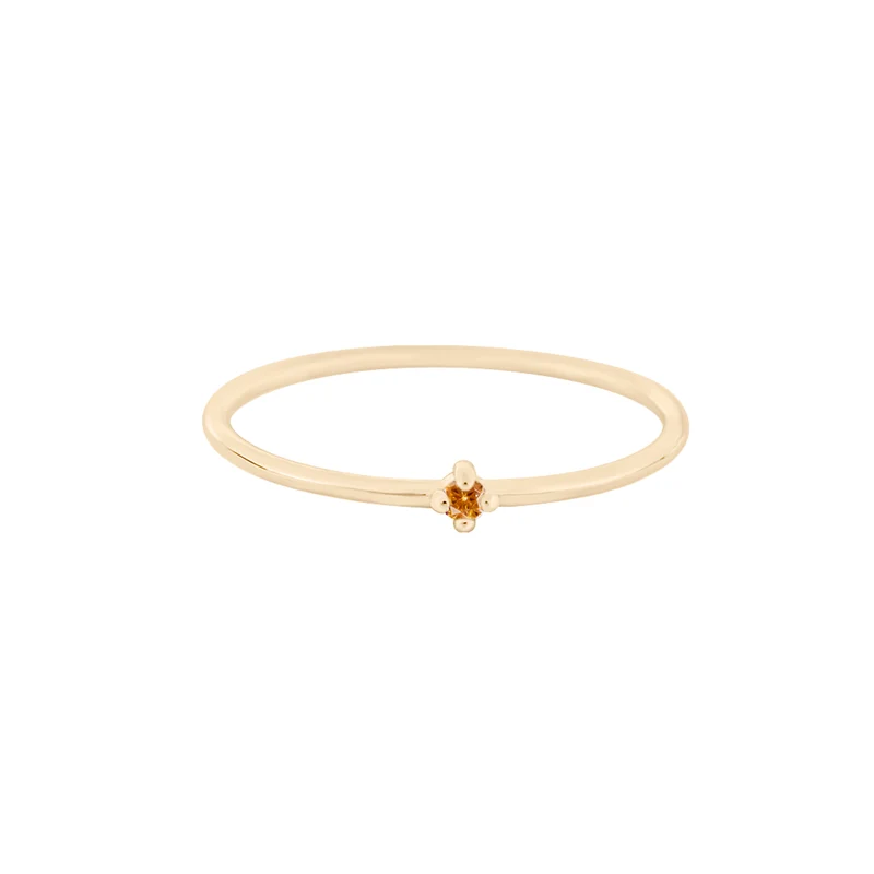 November Citrin Edelstein Ring - 14 K Massivgold