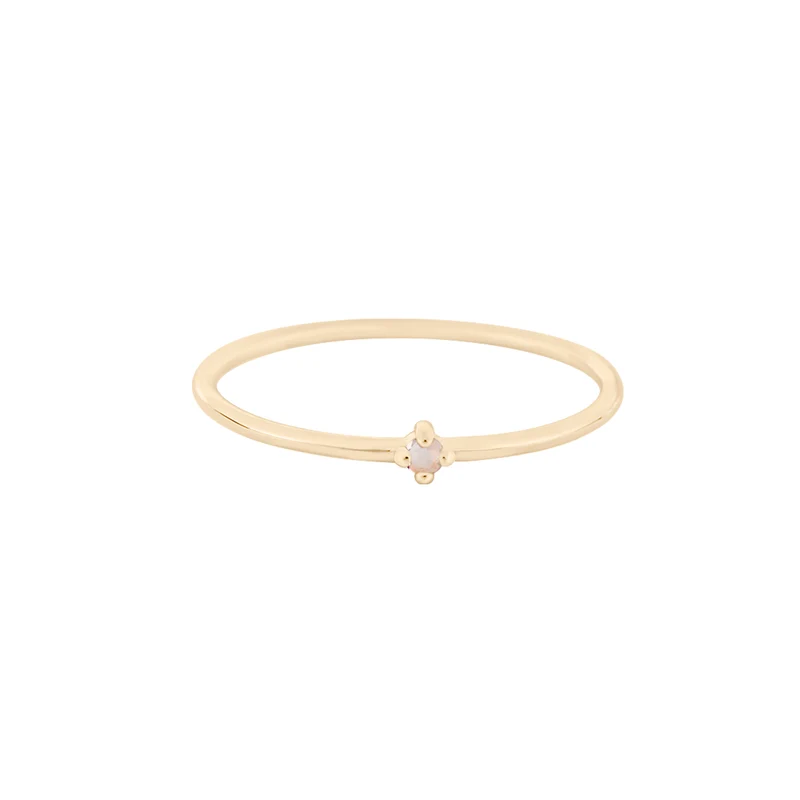 Oktober Rosenquarz Edelstein Ring - 14 K Massivgold