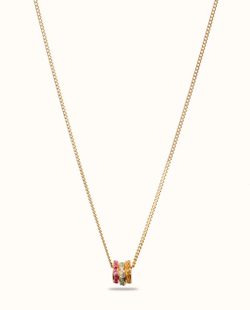 Geboortesteen Disc Ketting - Verguld - Geboortesteen Ketting