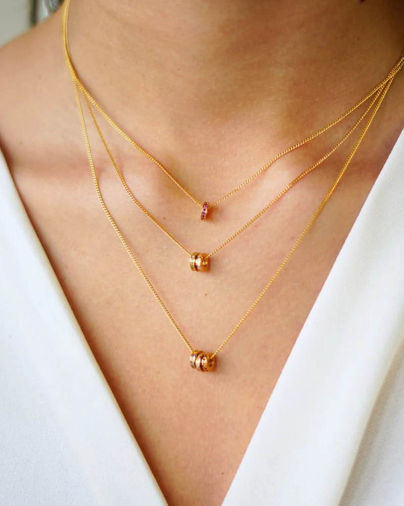 Geboortesteen Disc Ketting - Verguld - Geboortesteen Ketting
