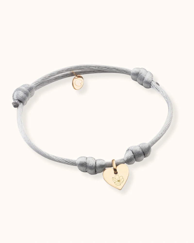 14k Geboortebloem Mini Heart Armband - Gepersonaliseerde Armband - Mini Heart