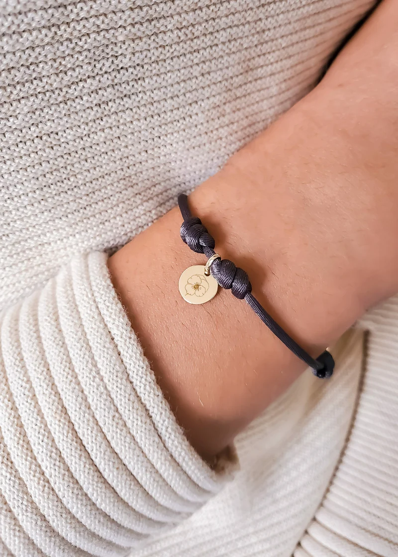 14k Geboortebloem Mini Coin Armband - Gepersonaliseerde Armband - Mini Coin