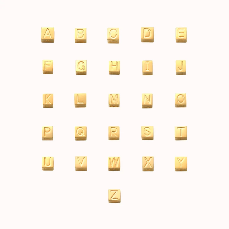 14k Initial Cube Ketting - Initialen Ketting