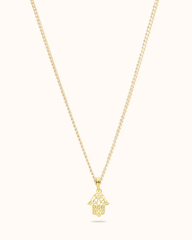 14k Hamsa Handketting - Hand van fatima