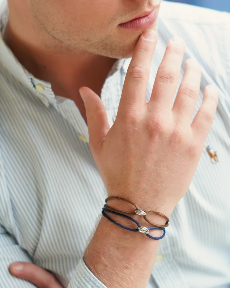 Mannen Armband met 3 ringetjes - Zilver - Gepersonaliseerde Armband