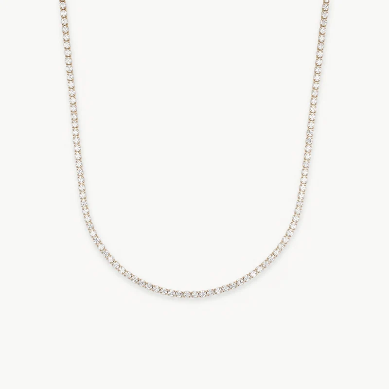 Sparkling Tennis Necklace Slim Gold