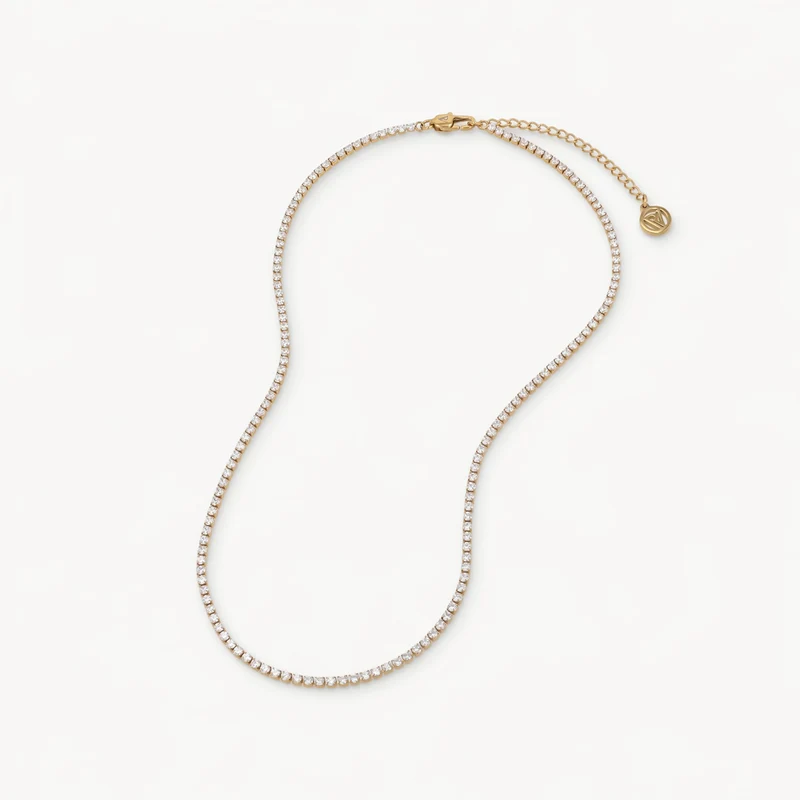 Sparkling Tennis Necklace Slim Gold