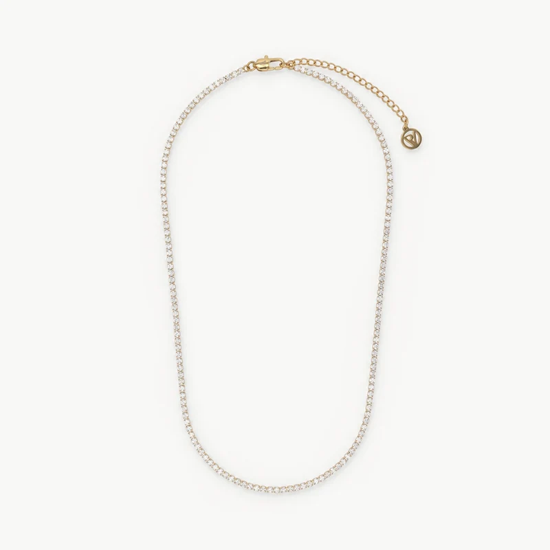 Sparkling Tennis Necklace Slim Gold