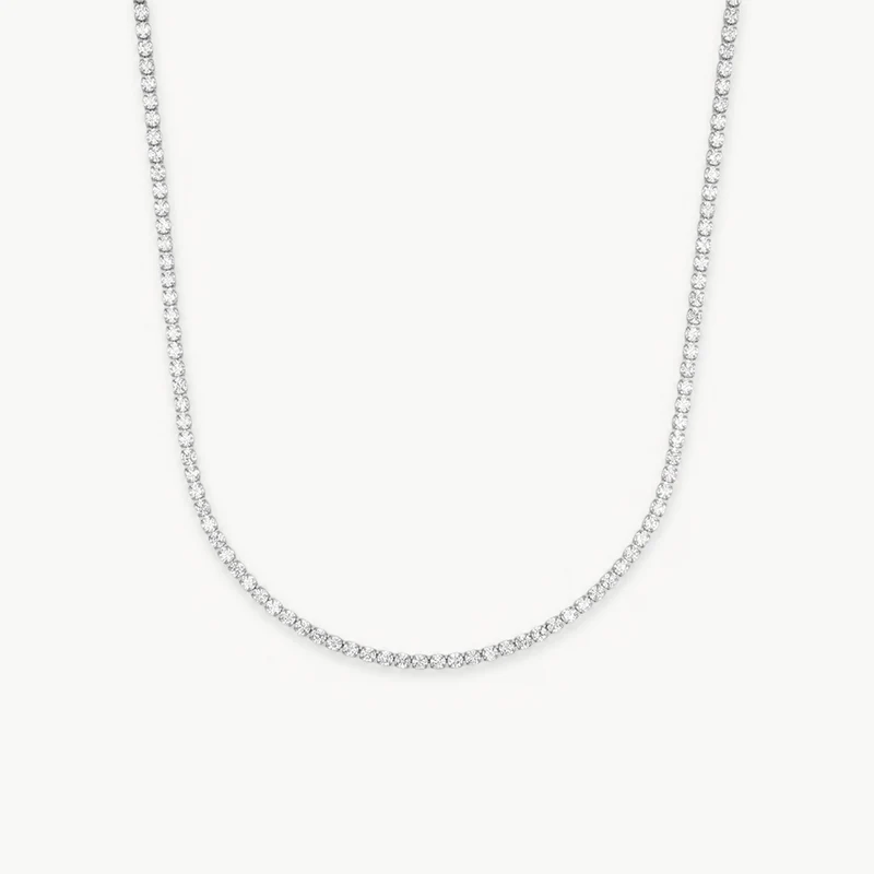 Sparkling Tennis Necklace Slim Silver