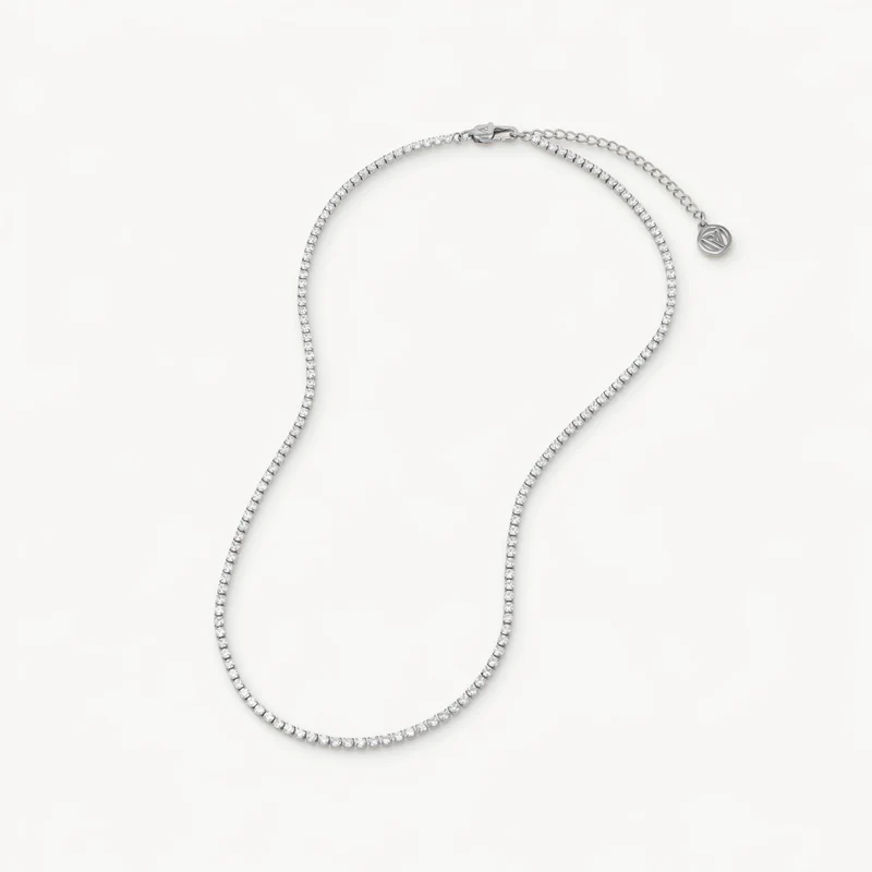 Sparkling Tennis Necklace Slim Silver