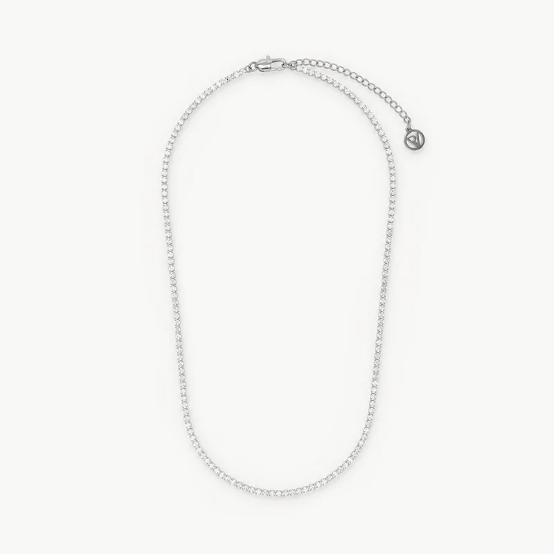 Sparkling Tennis Necklace Slim Silver
