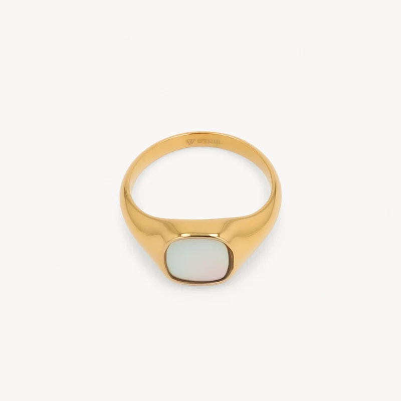 Square Mother of Pearl Signet Ring