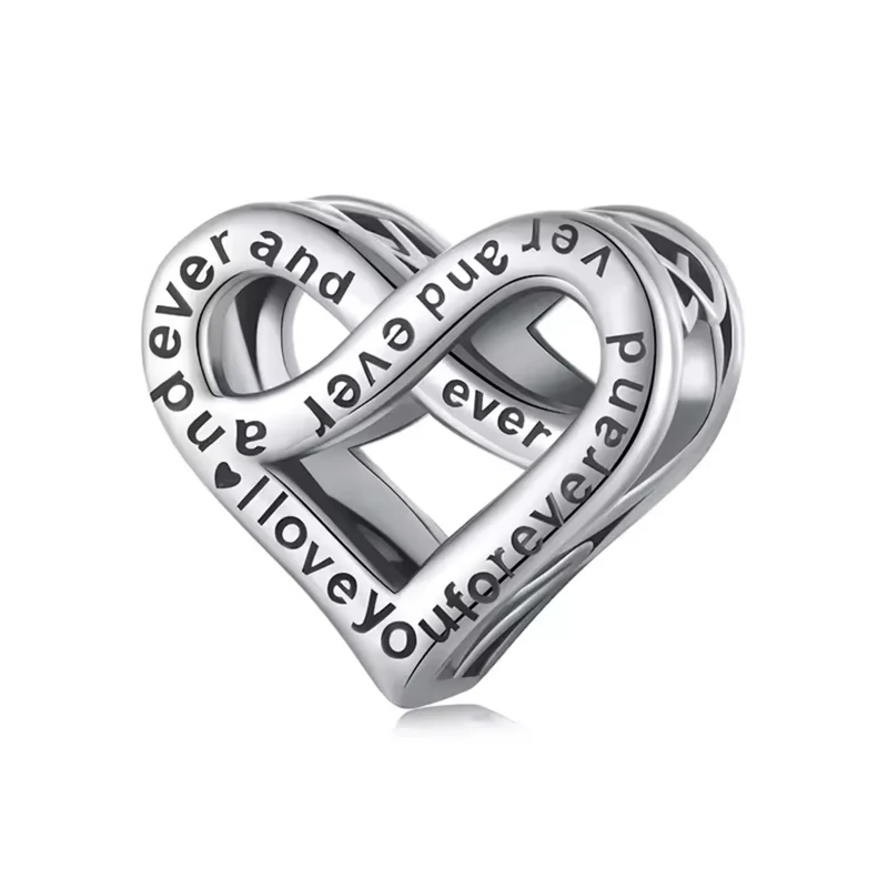 "I love you forever I love you forever" Heart Charm