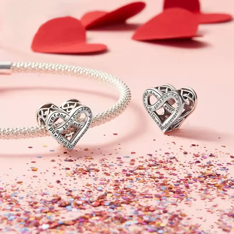 "I love you forever I love you forever" Heart Charm
