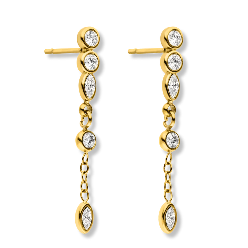 Dangling Marquise Dot Ohrstecker 14K Vergoldet