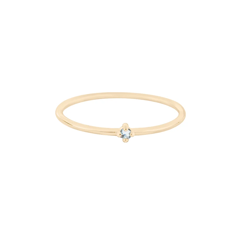 März Aquamarin Edelstein Ring - 14 K Massivgold
