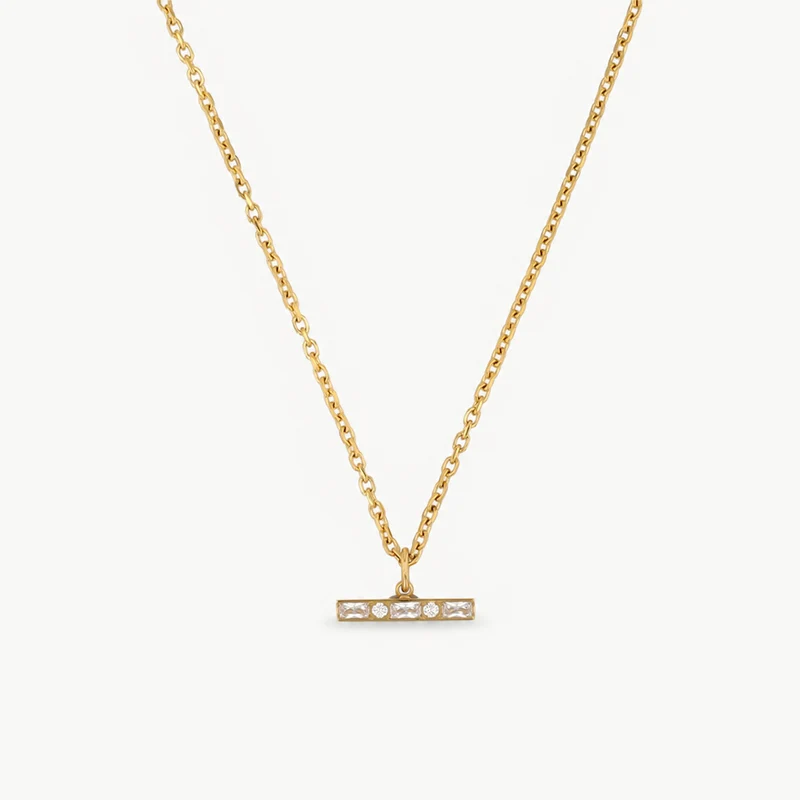 T-Bar Crystal Pendant Necklace