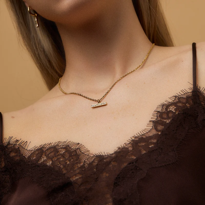T-Bar Crystal Pendant Necklace