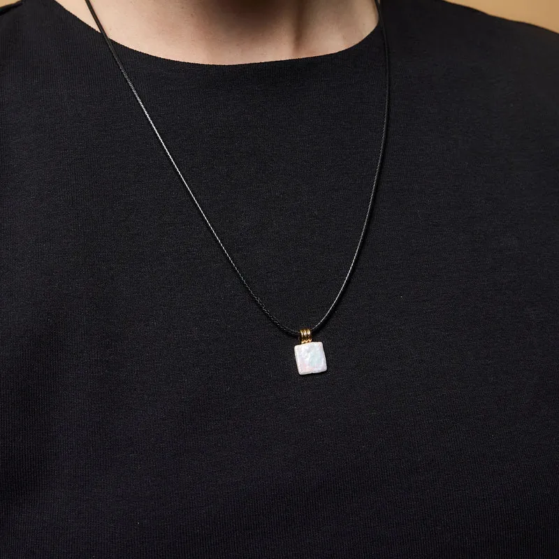 Square Pearl Pendant Necklace