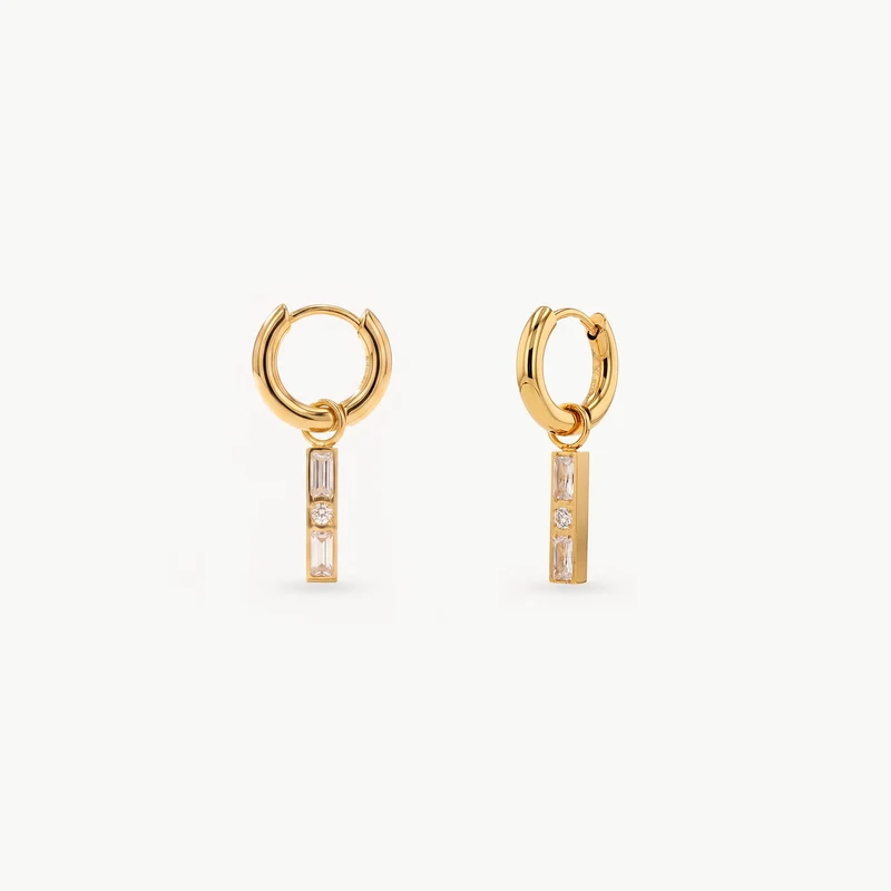 T-Bar Crystal Charm Hoop