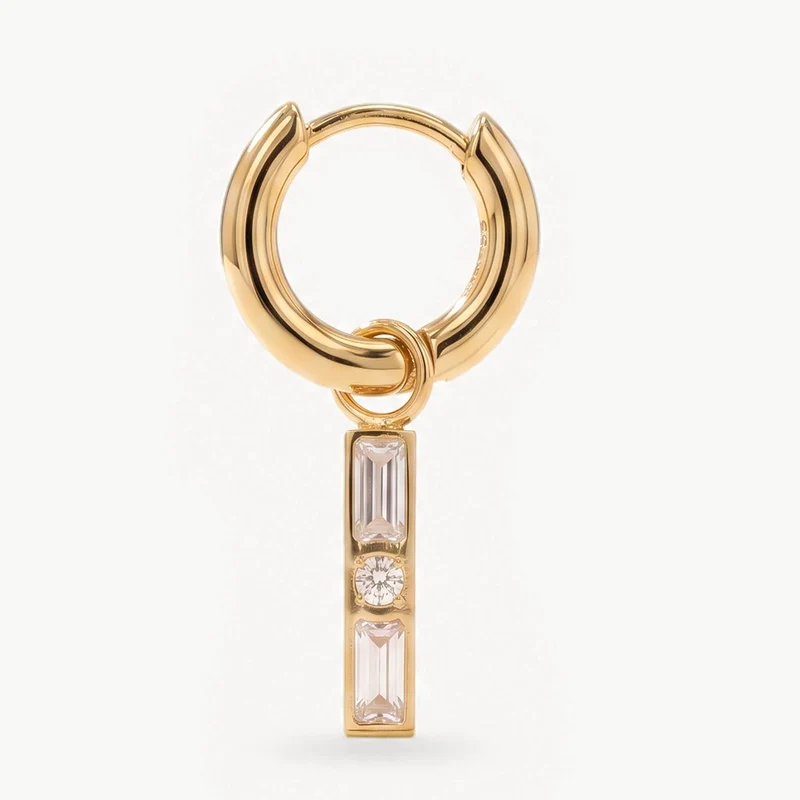 T-Bar Crystal Charm Hoop