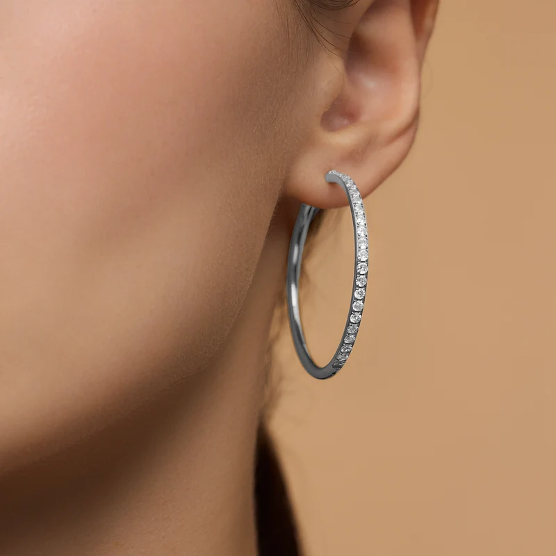 Sparkling Becca Hoop Silver XL