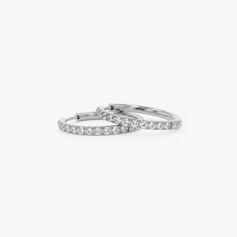 Sparkling Becca Hoop Silver L