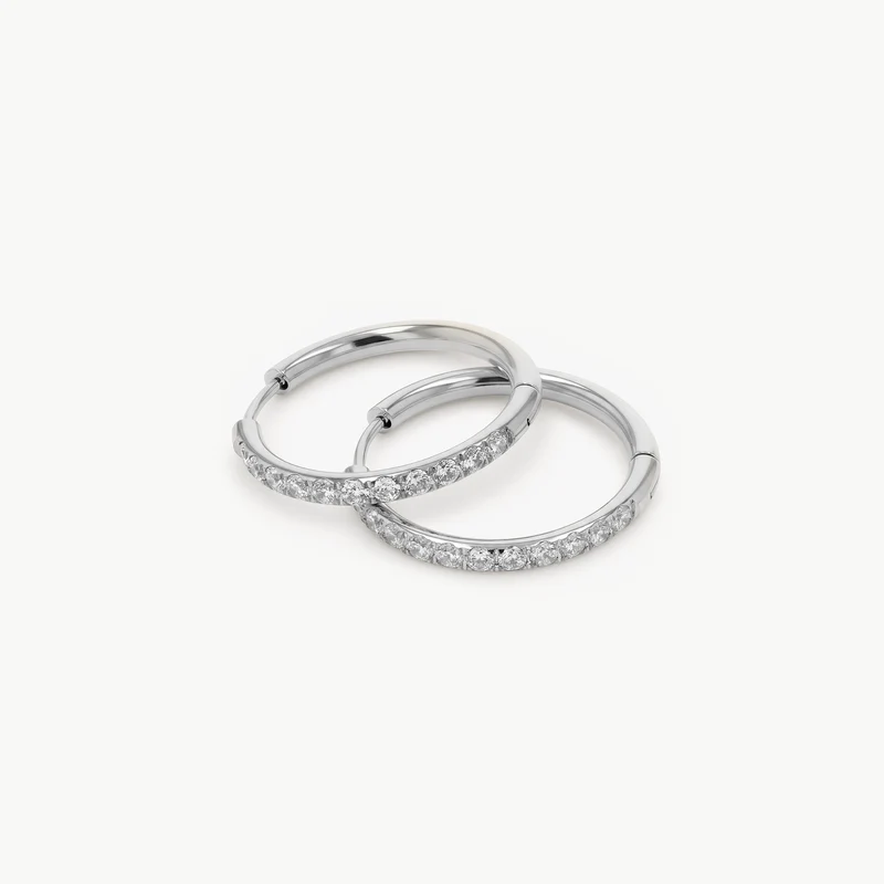 Sparkling Becca Hoop Silver L