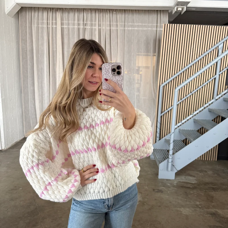 Pops Pulli - Weiß x Rosa