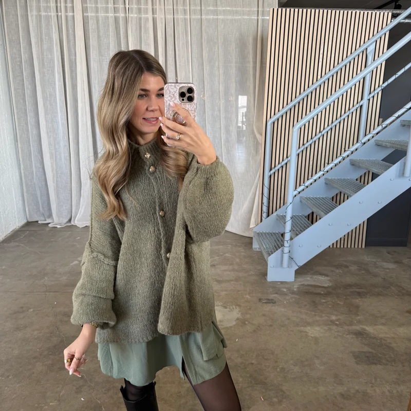 Blusen-Kleid - Olive