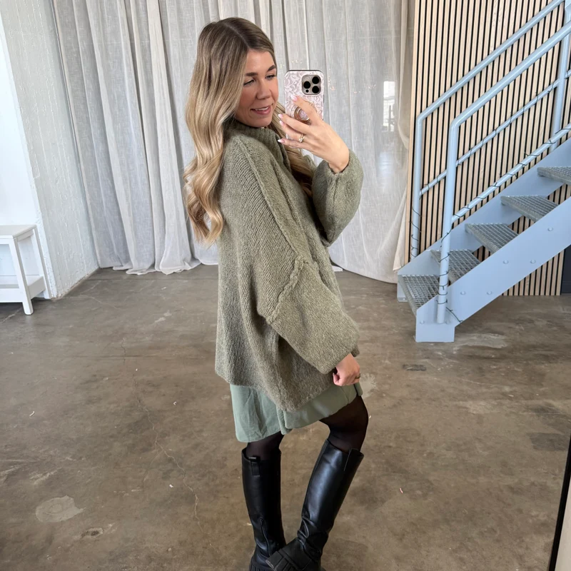 Blusen-Kleid - Olive