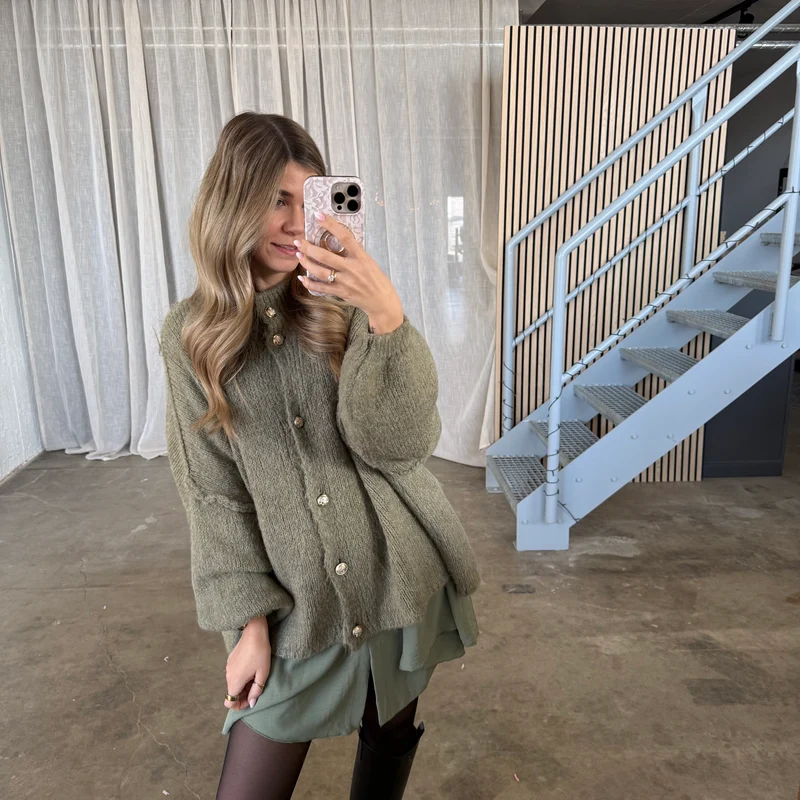 Blusen-Kleid - Olive