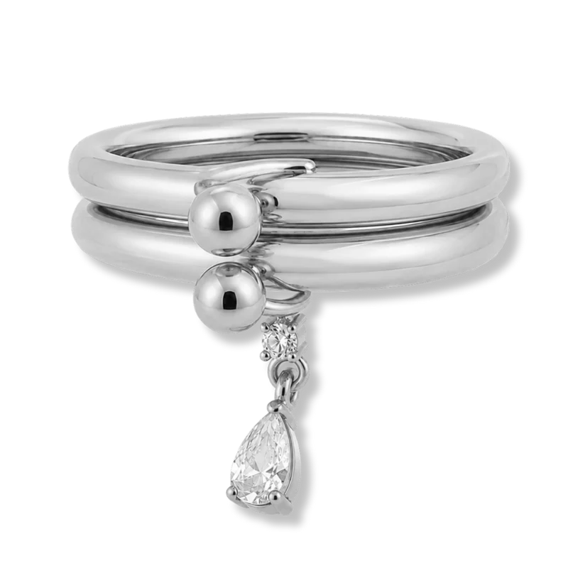 Dangling Teardrop Infinity Ring 14K Vergoldet