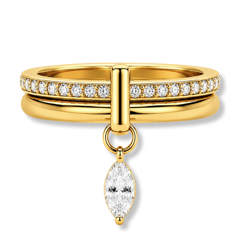 Dangling Marquise Pave Infinity Ring 14K Vergoldet
