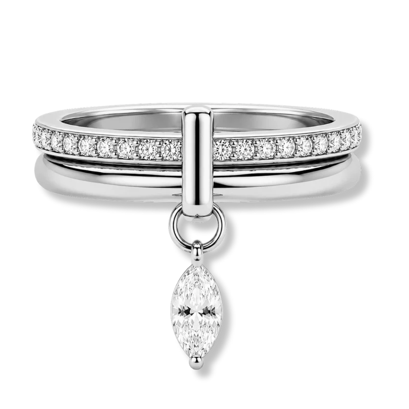 Dangling Marquise Pave Infinity Ring 14K Vergoldet