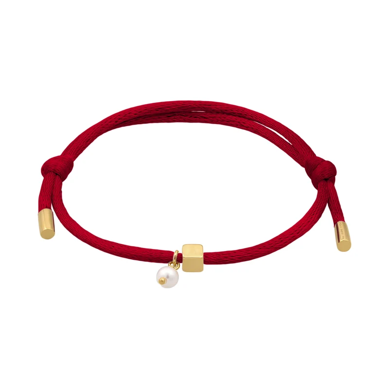 Armband Würfel Gravur | Swarovski® Perle & Satin (Lila)