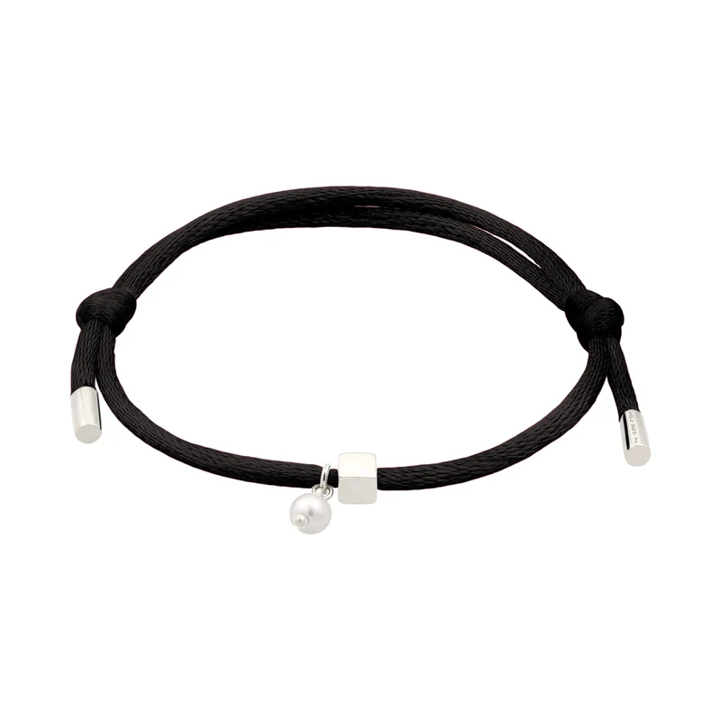 Armband Würfel Gravur | Swarovski® Perle & Satin (Lila)