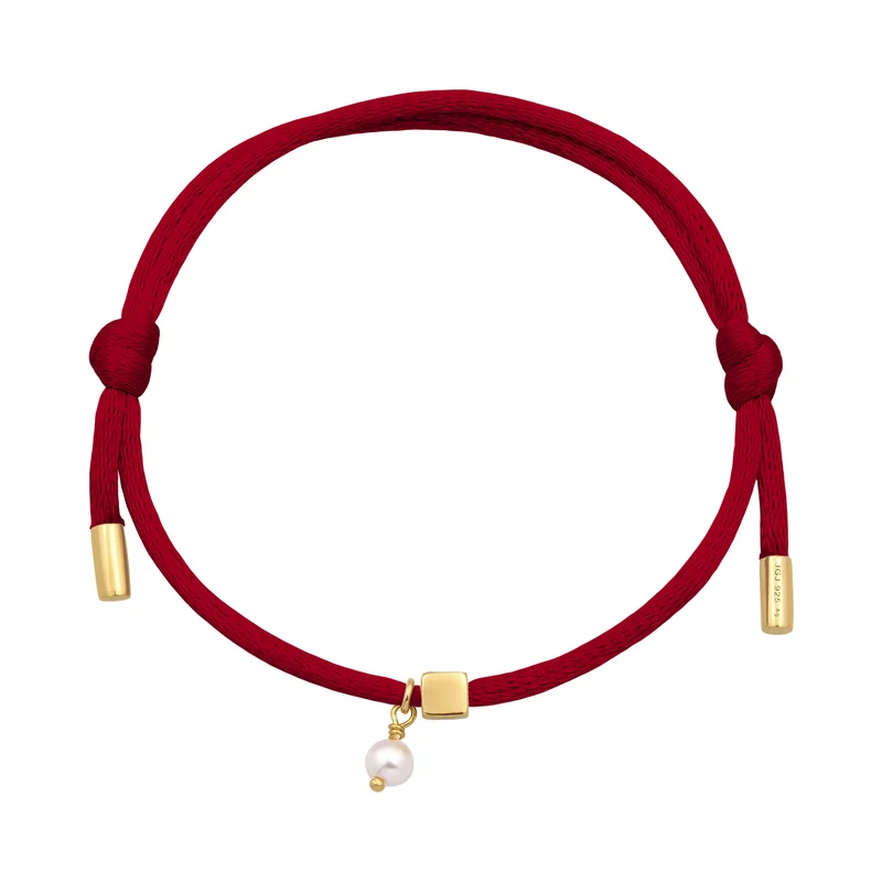 Armband Würfel Gravur | Swarovski® Perle & Satin (Lila)