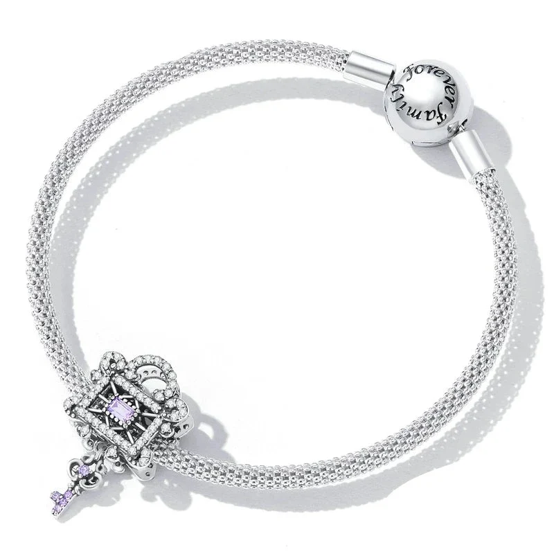 Intricate Lock & Key Dangle Charm | CZ