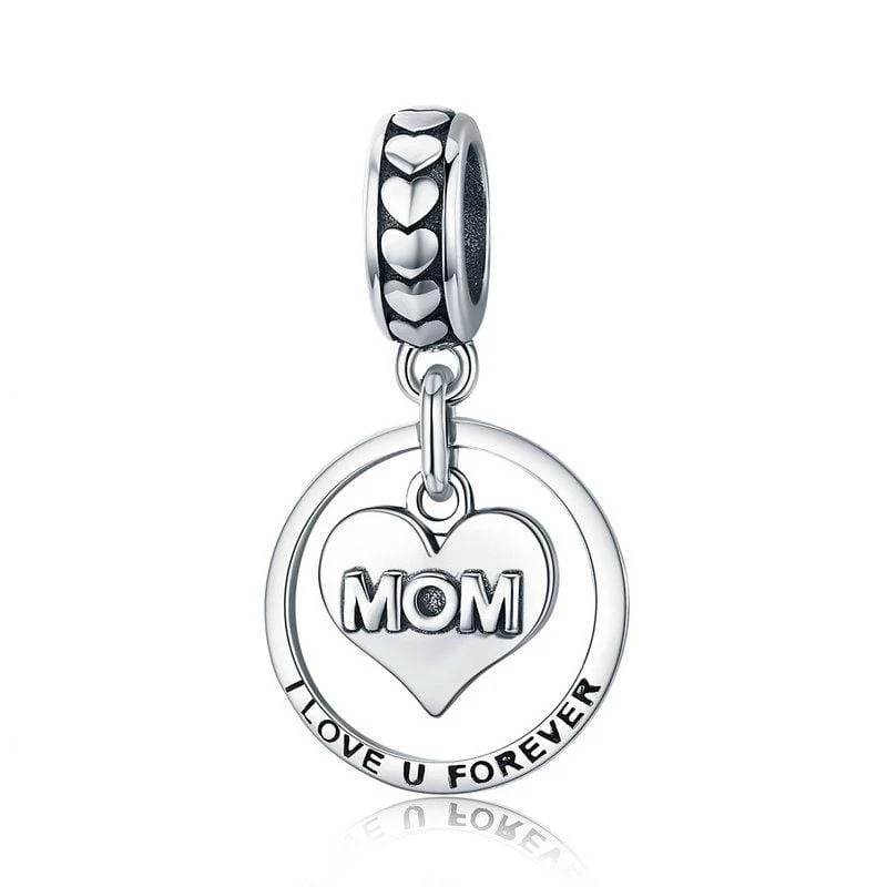 I Love U Mom Forever Dangle Charm