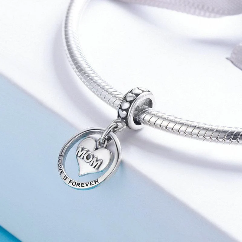 I Love U Mom Forever Dangle Charm