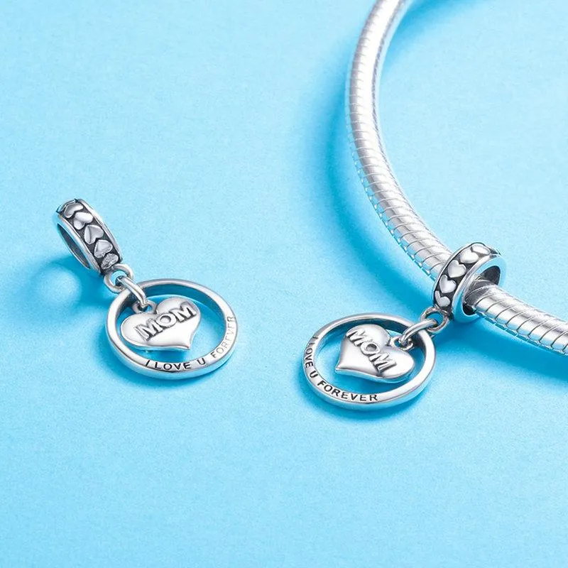 I Love U Mom Forever Dangle Charm