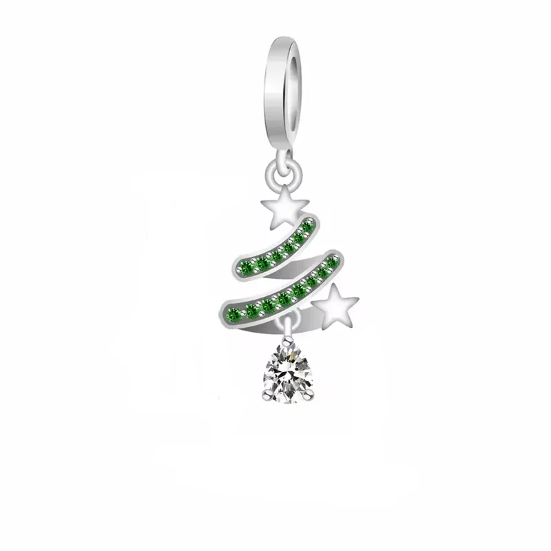 Swirl Christmas Tree Dangle Charm | CZ