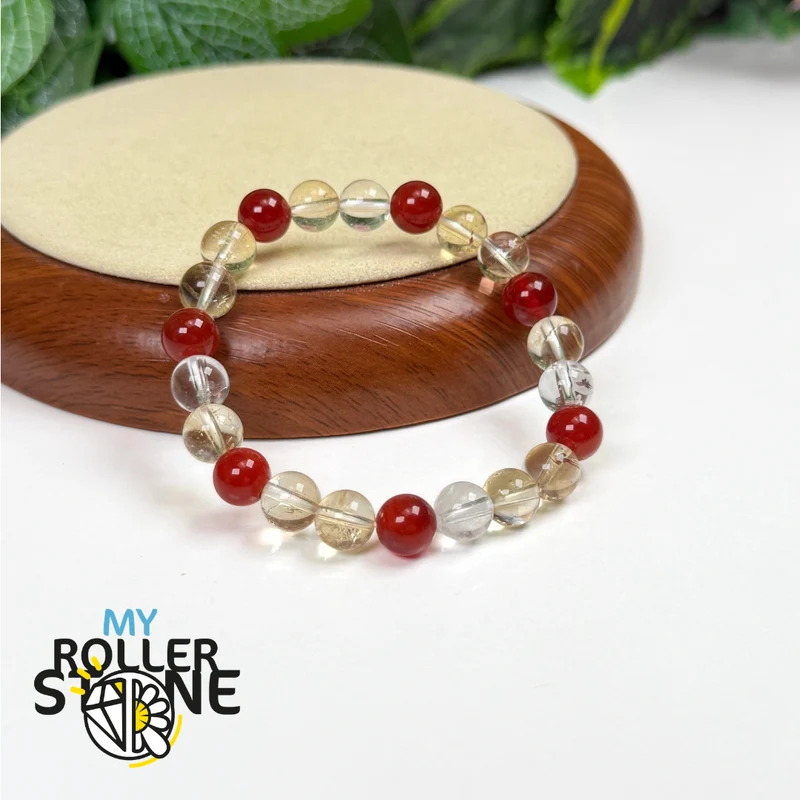 Lebensweg-Armband 3 – Citrin, Karneol & Bergkristall